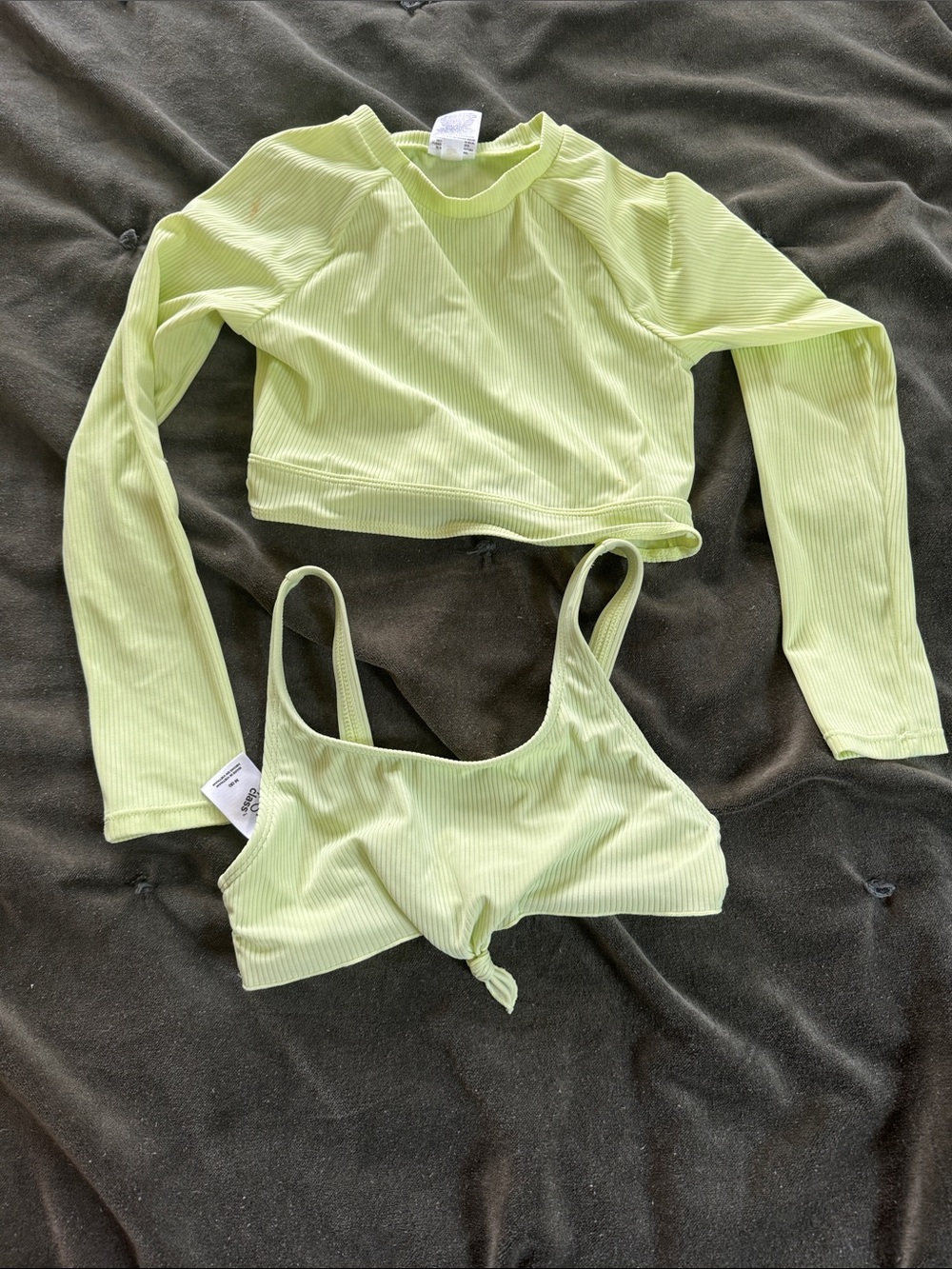 art class Lime Green Ribbed Two-Piece Kids Swim Set